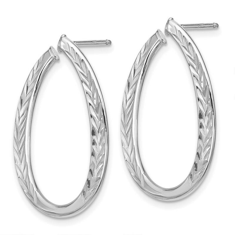 Curata 14k White Gold Polished Sparkle Cut Hoop Earrings - 29x20.75mm
