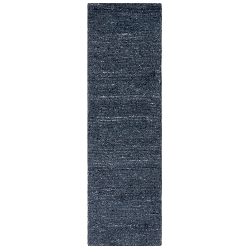 SAFAVIEH Handmade Himalaya Deco Frame & Contemporary Solid Ivory Wool - 2' 3" x 8' - Black/Grey - Runner