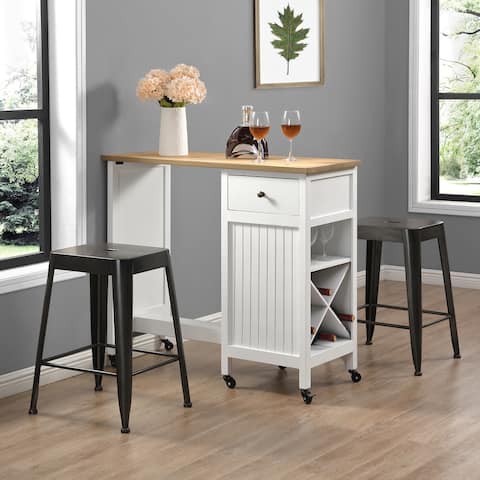 FirsTime & Co. White Shayna Kitchen Cart With 2 Stools, Wood