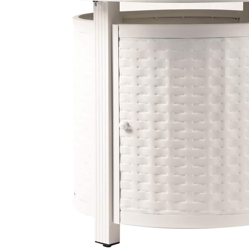 Round 34 in. x 34 in. Aluminum Propane Fire Pit Table with Glass Beads, Two Covers, Lid, 37,000 BTUs - N/A