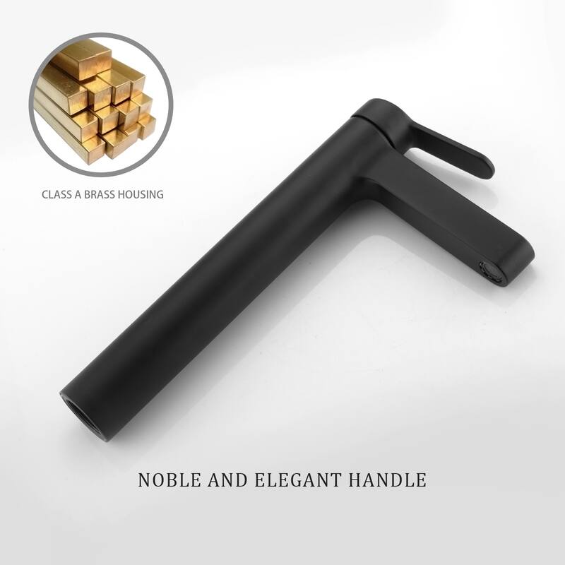 BATHLET 11'' High Single Hole Single Handle Bathroom Faucet in Matte Black - 5.26×11.1