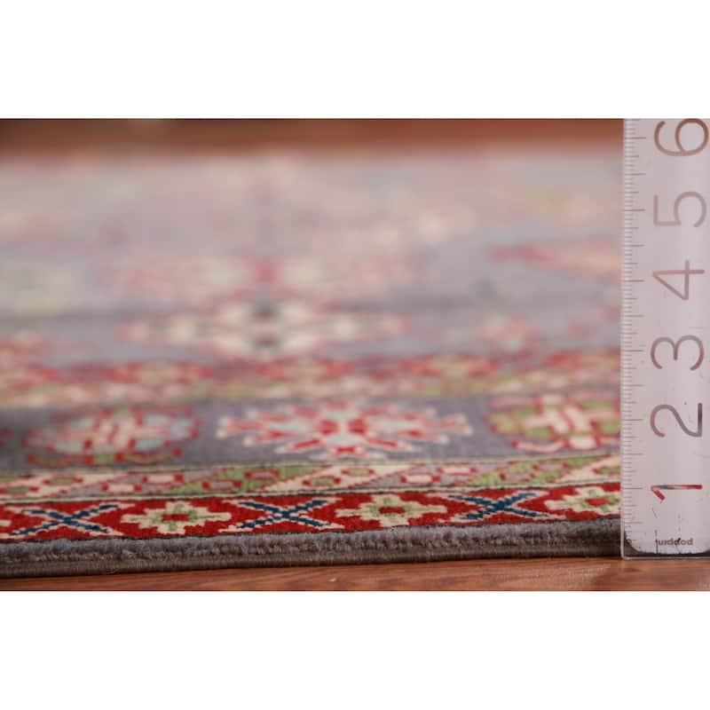 Hand Knotted Oriental 100% Wool Carpet Traditional All-Over Greys & Charcoal Kazak Area Rug - 9' 0'' X 8' 3''