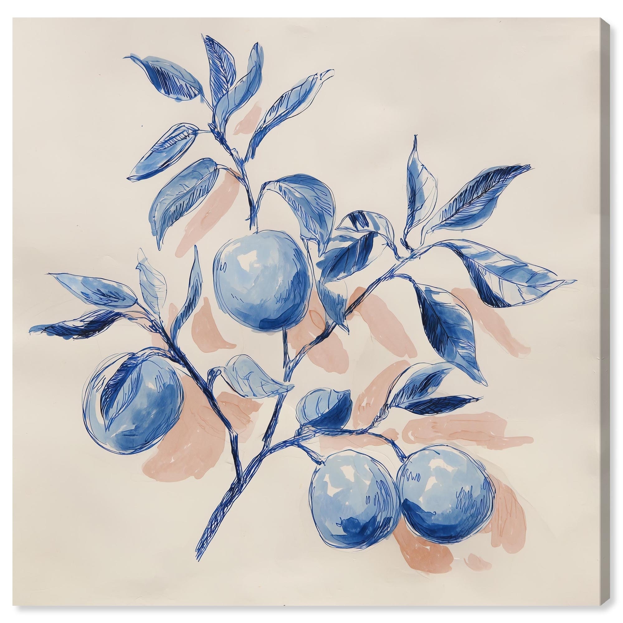 Citrus in Blue Floral Wall Decor Canvas Print by Art Remedy