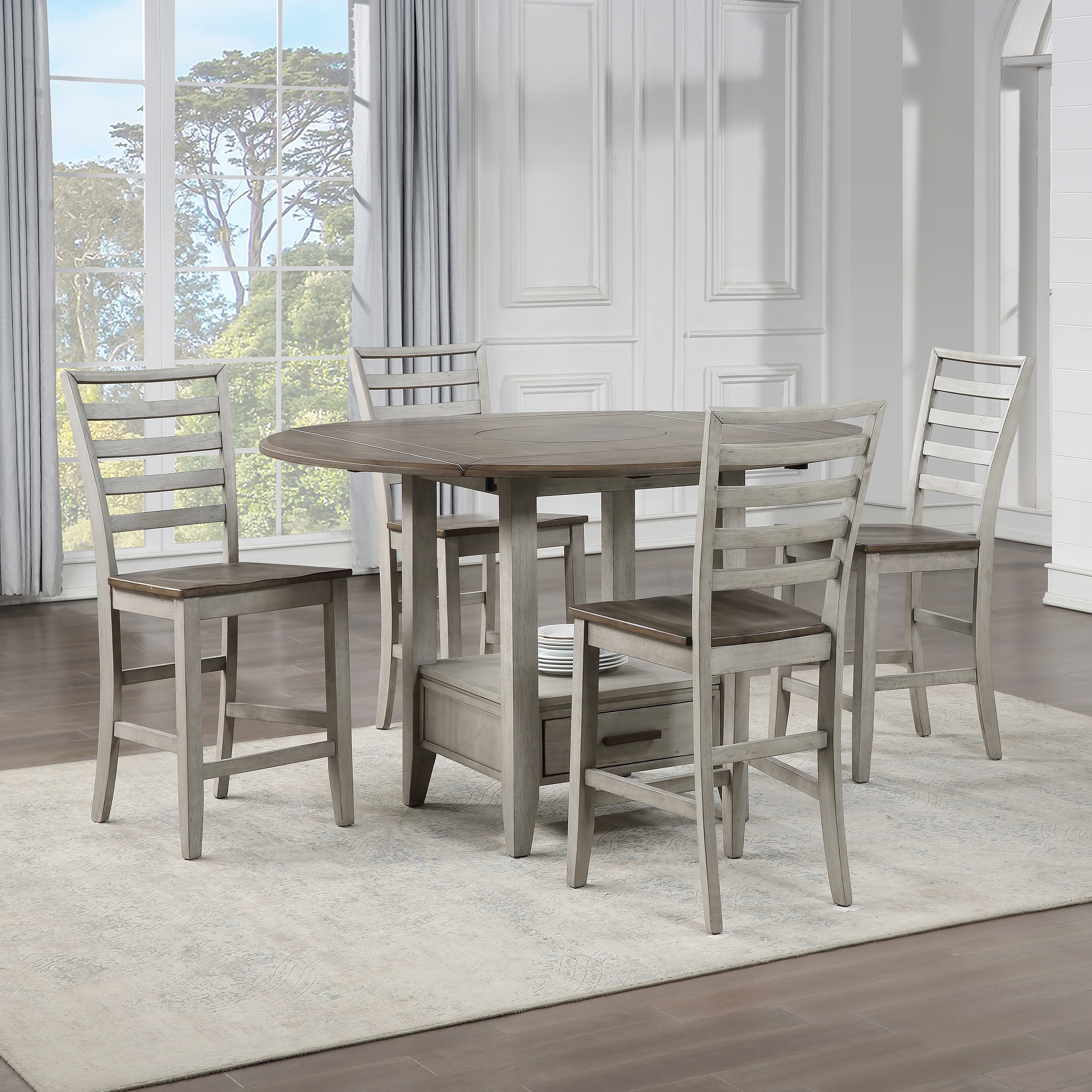 Gray dining table with shop leaf