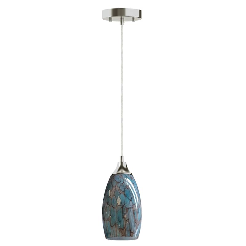 3 Pack 71.4 in. Stone Blue Art Glass Globe Pendant Light