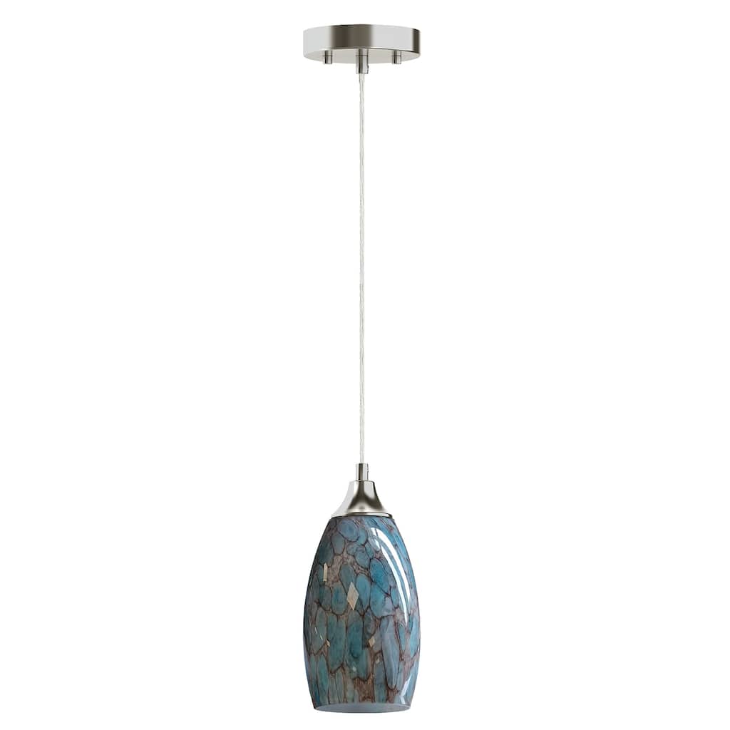 3 Pack 71.4 in. Stone Blue Art Glass Globe Pendant Light