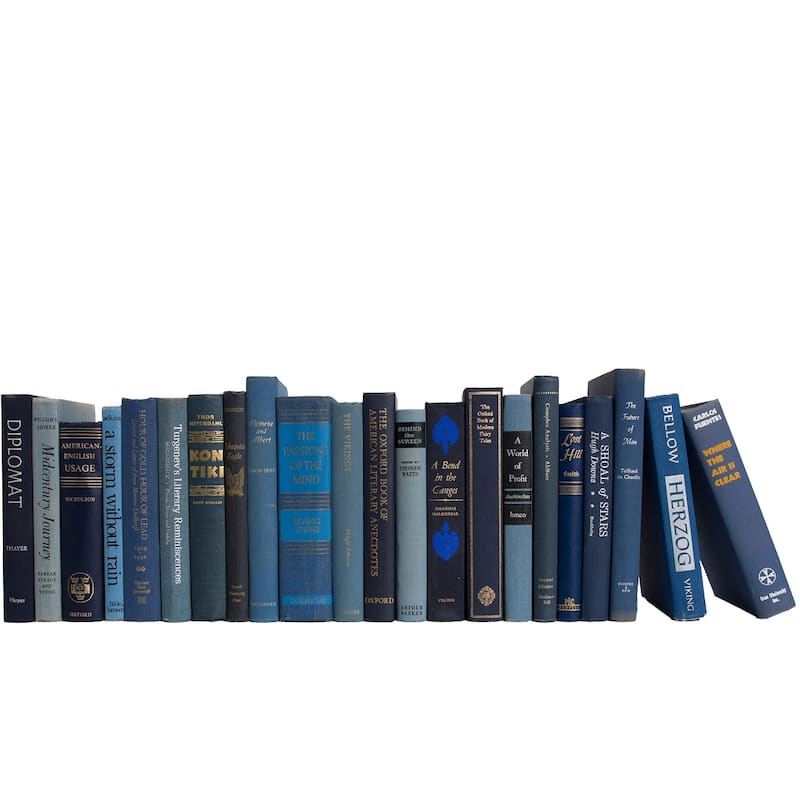 Books Blue Decorative Accessories: Vintage Denim Color By The Foot