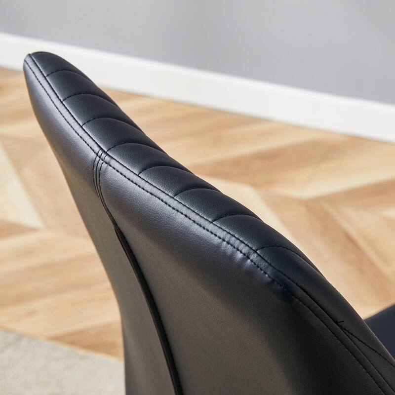 Roomfitters PU Dining Chairs with Silver Metal Legs, Vertical Stripe Back, High Resilience Upholstered Set of 6