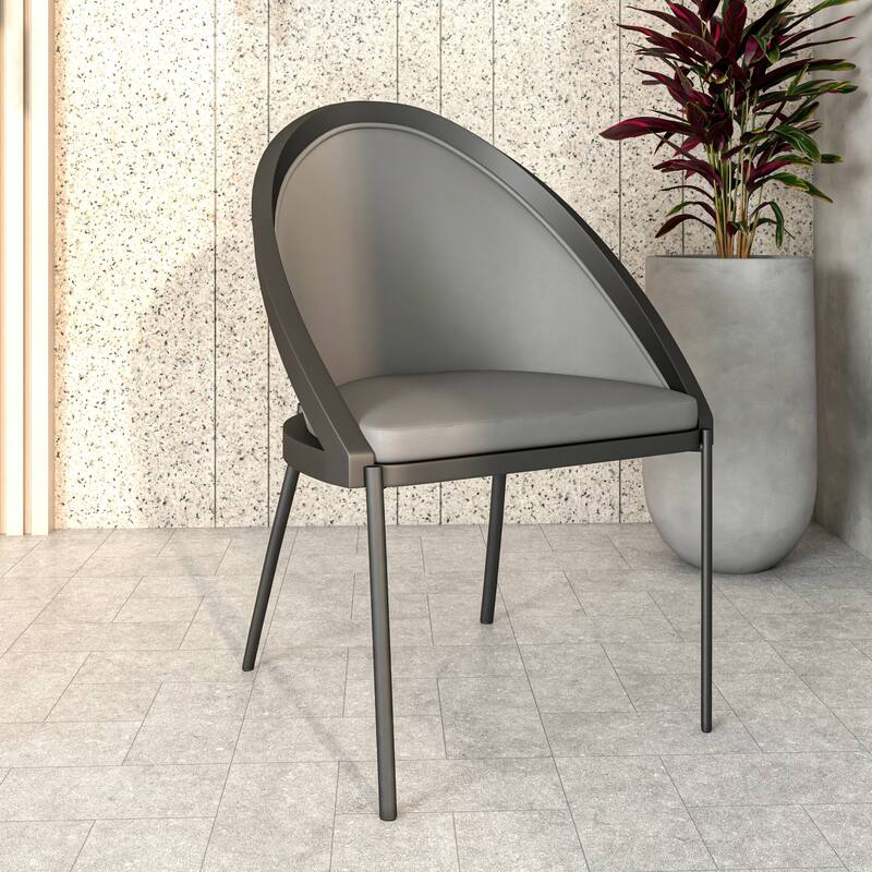 Vinyl Dining Chair with Curved Back and Stainless Steel Legs Set of 4