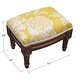 preview thumbnail 2 of 1, Mustard Peony Footstool with wood stained finish