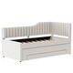 preview thumbnail 8 of 46, Daybed Captain Bed Upholstered Bed with Trundle and 3 Drawers, Elegance Stripe Design L-Shaped Upholstered Daybed Platform Bed