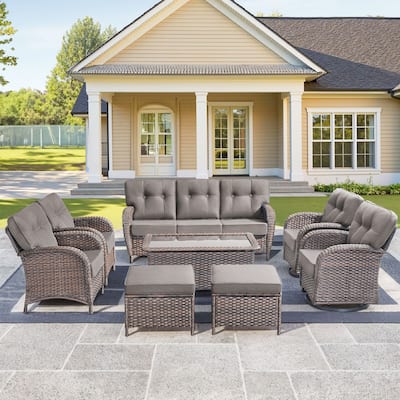 8 Pieces Pocassy Sofa Chairs Ottoman with Swivel Chairs