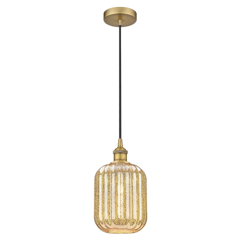 Innovations Lighting Endless Possibilities Edison - Preston - 1 Light 7" Jar Shade Cord Hung Mini Pendant - Mercury/Brushed Brass