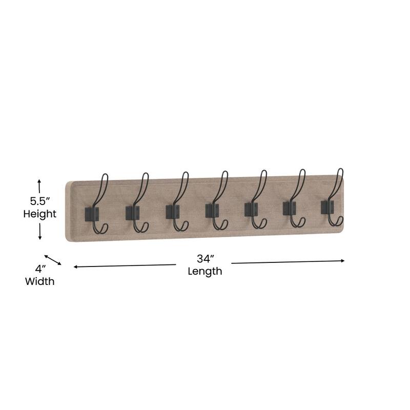 Wall Mounted Storage Rack with 7 Hooks