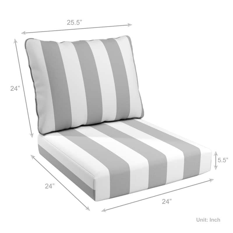 California Umbrella Outdoor Deep Seat Cushion Set, 24" x 48", 5.5" Thick Seat, Solstice Olefin Fabric