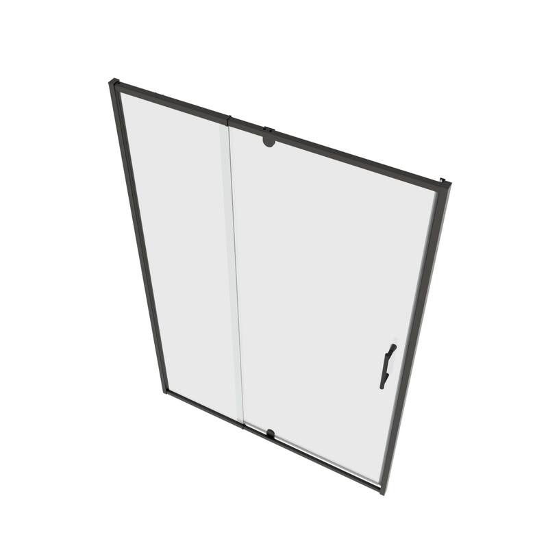 56-60 Inch Wide Pivot Shower Door - Magnetic Seal, 1/4" Tempered Glass, Reversible Matte Black/Chrome - 60 x 71