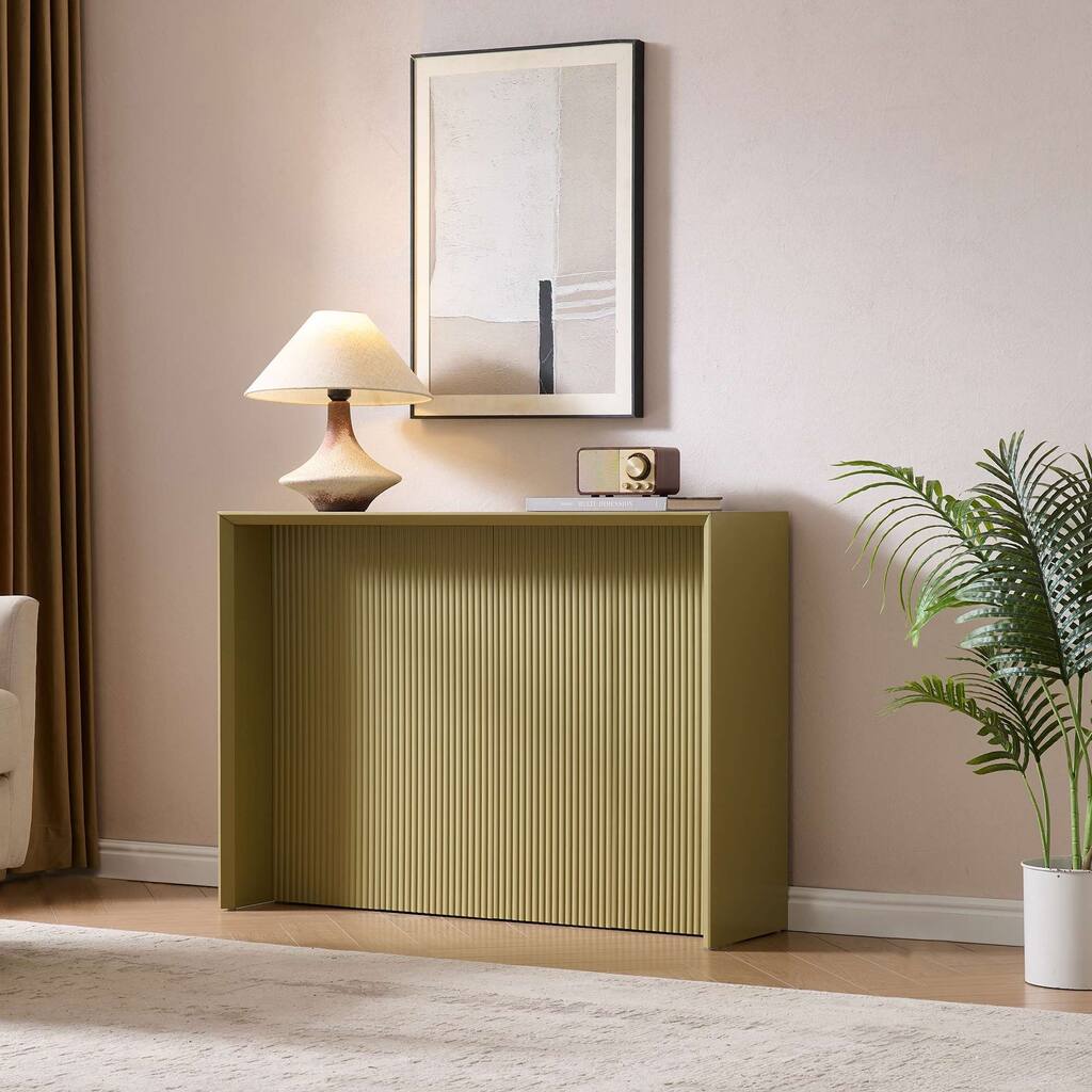 Lira Contemporary Wood Ripple Front Console Table