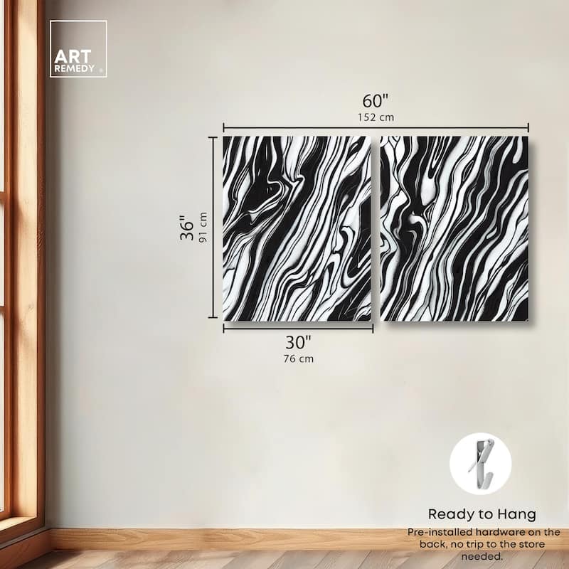 Abstract Lines Set Canvas Set of 2 by Art Remedy, Gallery Wrapped