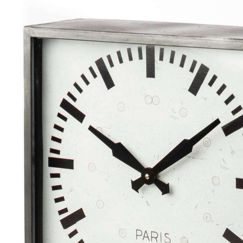 Mercana Felix Gray Metal Square Table Clock - 14.4L x 5.1W x 18.1H