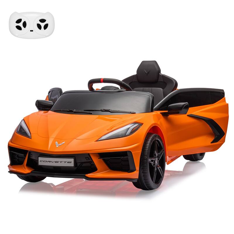12V Kids Ride On Car Sports Licensed Corvette Electric Car Toy for Kids Best Gifts - Orange