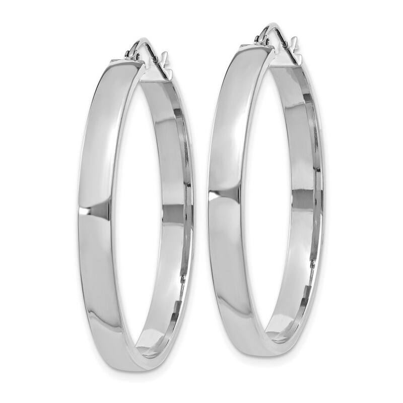 Curata 14k White Gold Polished Hoop Earrings - 35x35mm