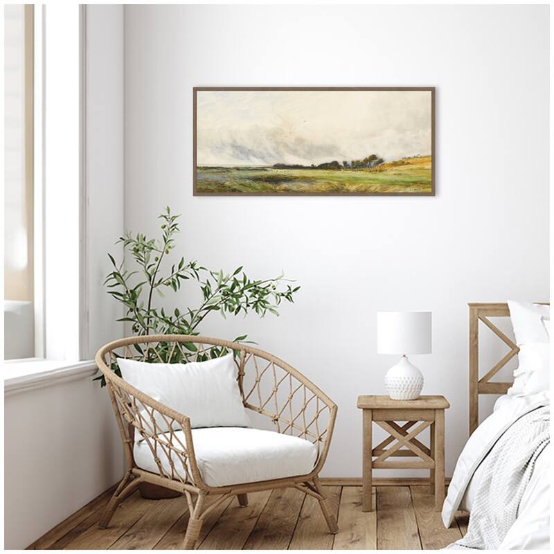 Kate and Laurel Sheep Grazing By The Coast by Henry Andrew Harper by Nostalgia Prints Framed Canvas Wall Art Print