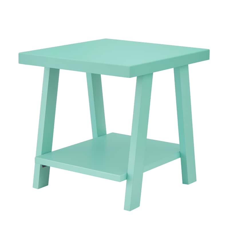 The Gray Barn Cedar Ridge Contemporary Replicated Wood Shelf End Table - Teal - Wood
