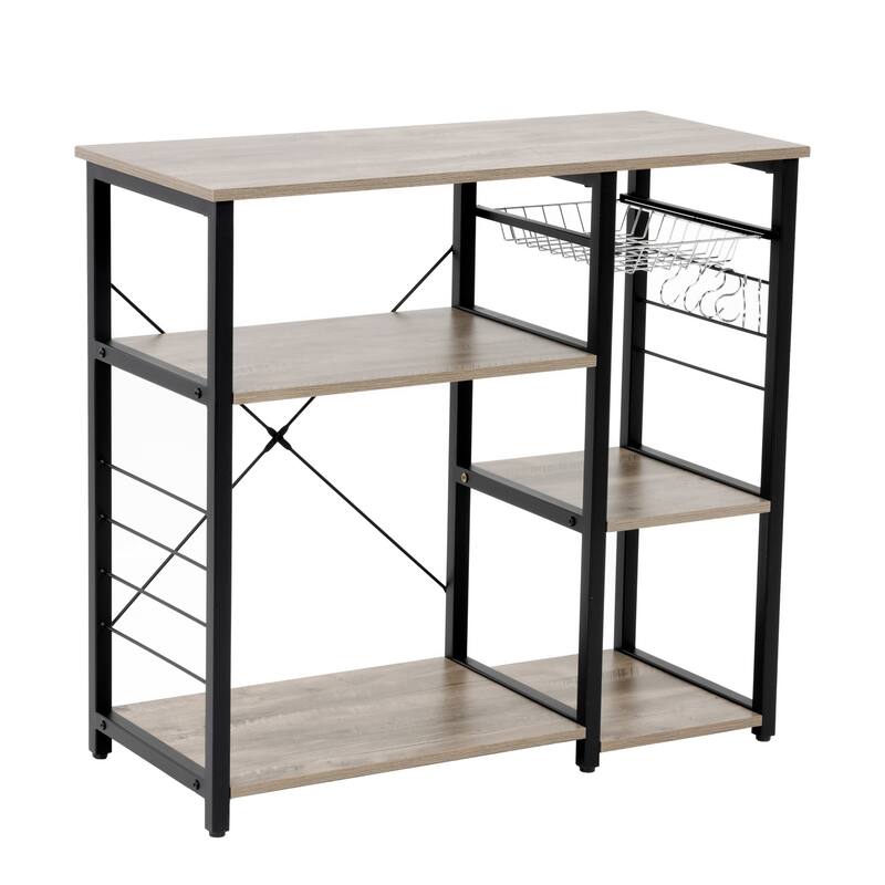 Kitchen Island Cart with Storage - Rolling Kitchen Island with Vegetable Basket