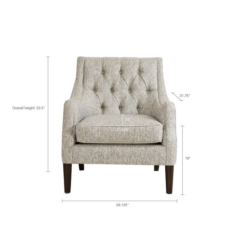 Accent Chair for Bedroom Living Room Chairs Tufted Upholstered Lounge Chair with Wood Legs Linen Fabric
