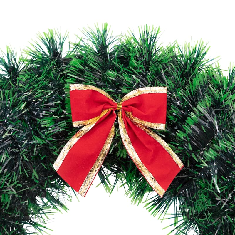 Tinsel Artificial Christmas Wreath with Ornaments and Bow - 17" - Unlit