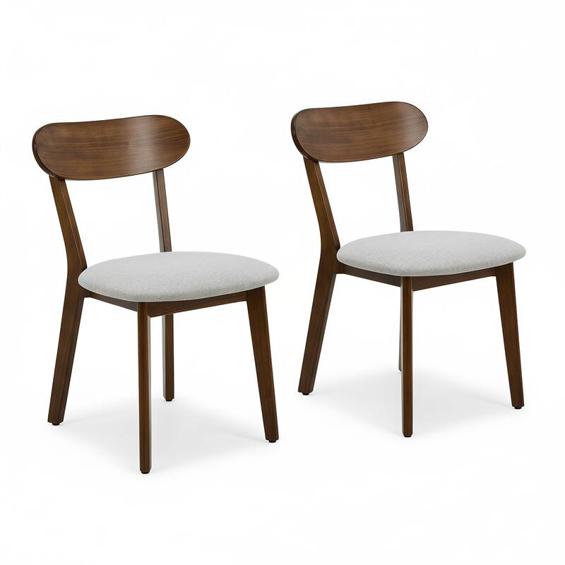 Solid Wood Dining Chairs Set of 2, Mid Century Modern Dining Chairs with Upholstered for Dining Room, Kitchen - Walnut