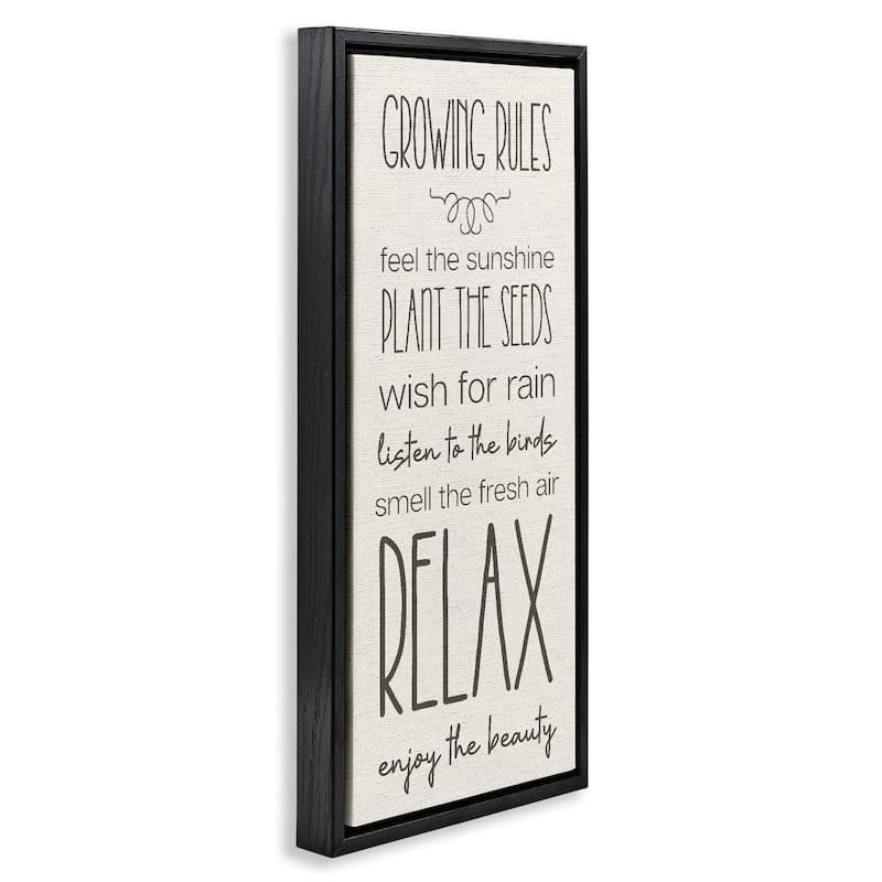Stupell Serene Gardening Rules Framed Floater Canvas Wall Art Design By Lil' Rue