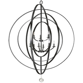 Luna 9 Light Matte Black Chandelier - 48'' W x 58.5'' H