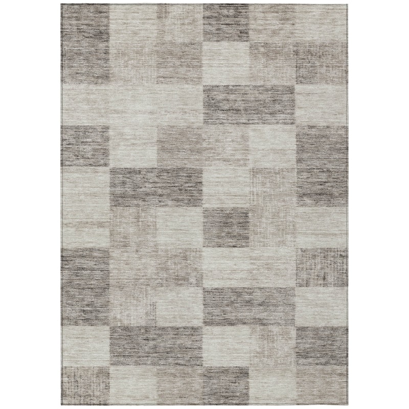 Machine Washable Indoor/ Outdoor Checker Chantille Rug