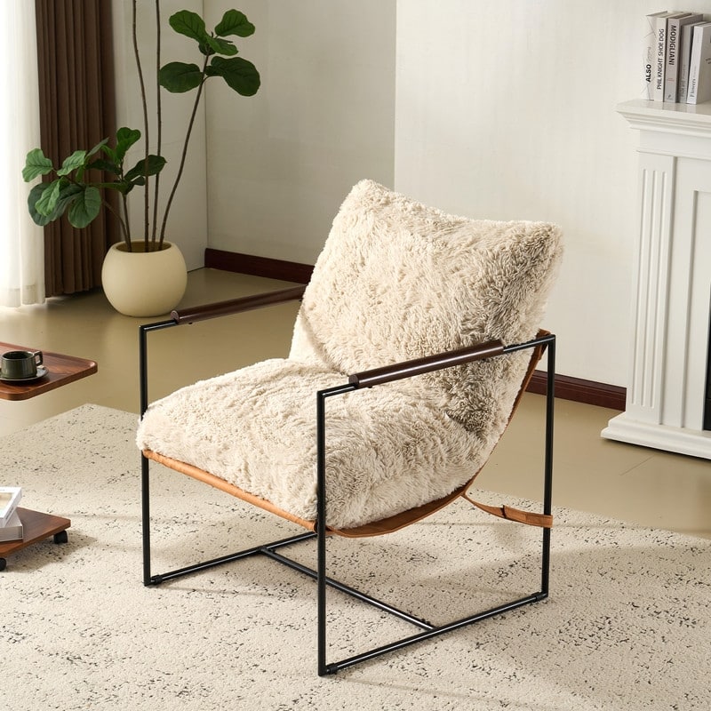 Lazy Chair - Rubber Wood Arms, Iron Frame (Living Room/Bedroom)