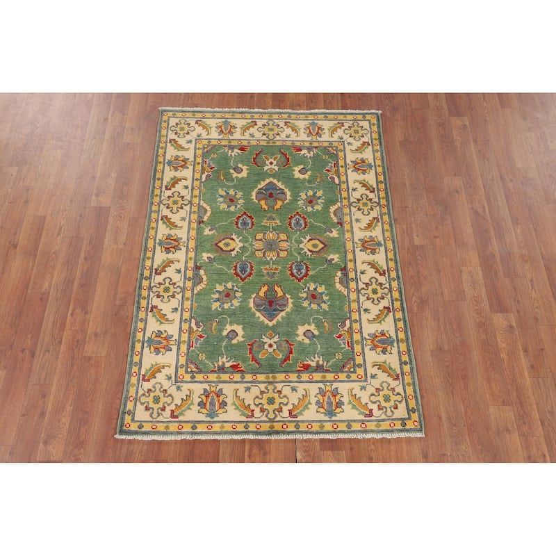Green Oushak Accent Rug Hand-Knotted Wool Carpet - 3'4" x 4'10"
