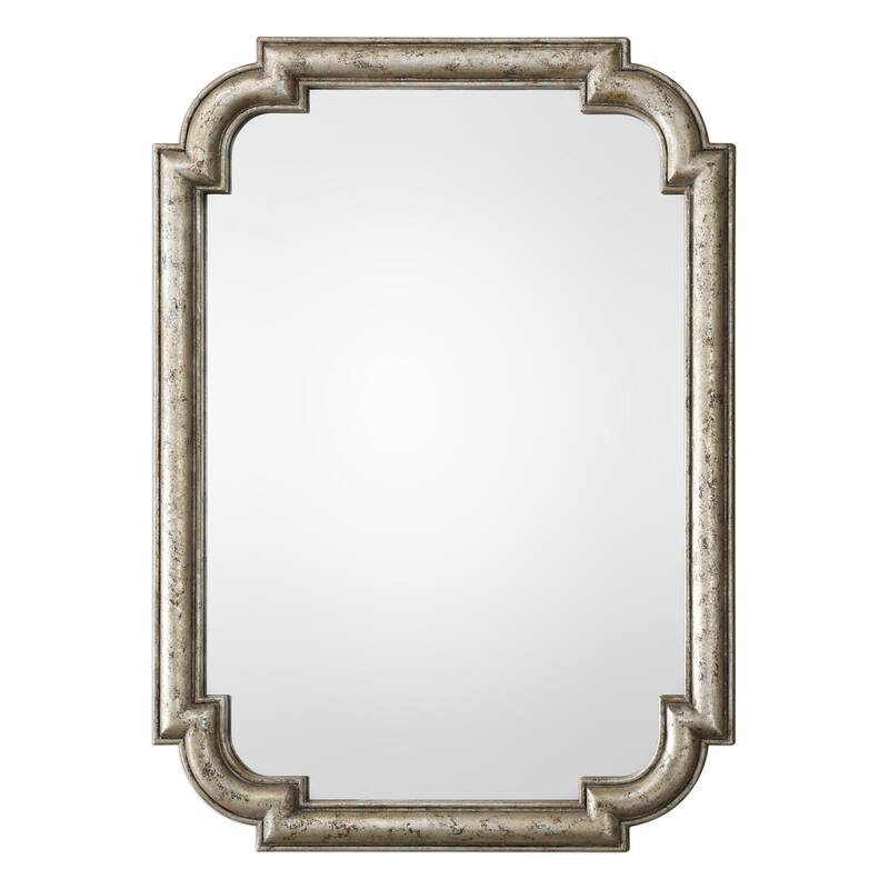 Uttermost Calanna Distressed Traditional Wall Mirror by David Frisch - Distressed Silver Leaf