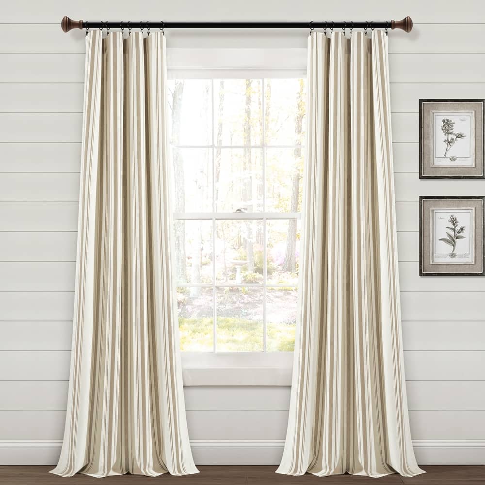 Lush Decor Farmhouse Stripe Yarn Dyed Cotton Window Curtain Panel Pair