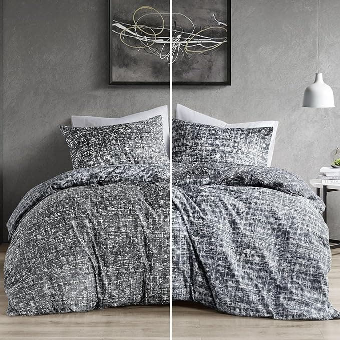Chelsea Square Maca Modern Reversible Duvet Cover Set - Grey - King