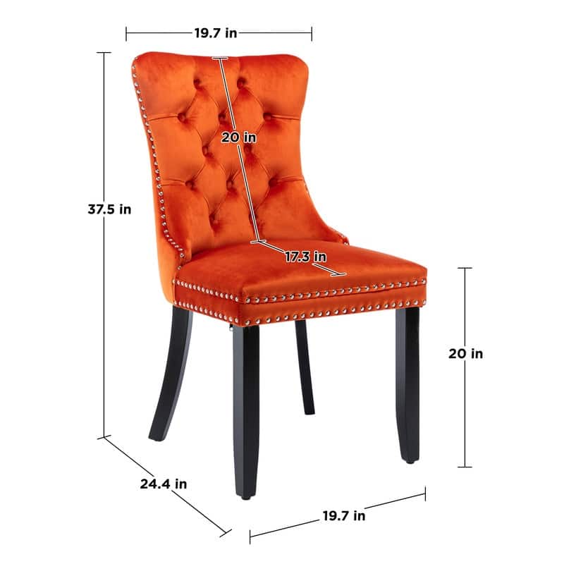 Solid Wood Velvet Upholstered Dining Chair Set of 2