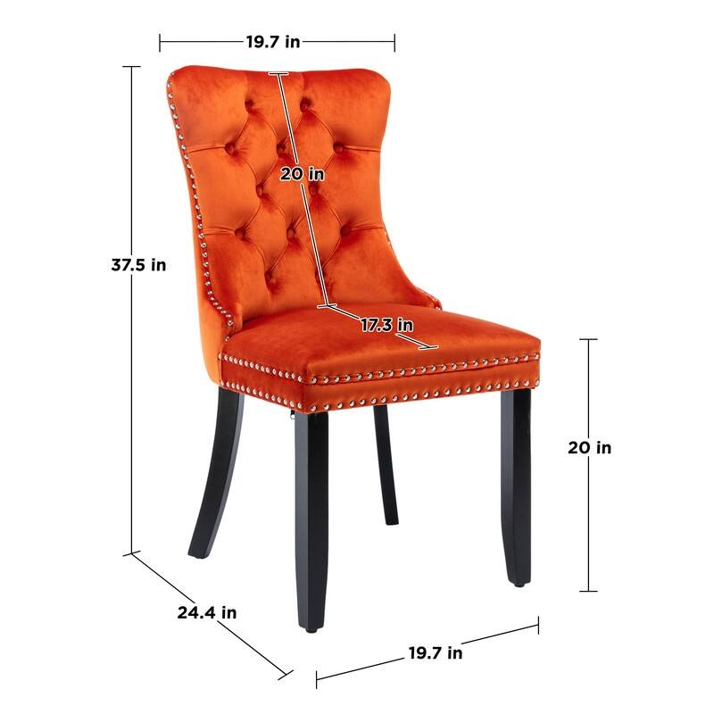 Solid Wood Velvet Upholstered Dining Chair Set of 4