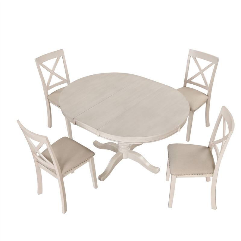 Modern Dining Table Set for 4,Round Table and 4 Kitchen Room Chairs,5 Piece Kitchen Table Set for Dining Room,Breakfast Nook