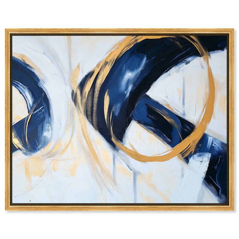 Navy and Gold Rings II Canvas by Art Remedy - Gold - 45" x 36"