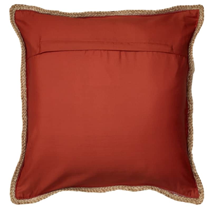 HomeRoots Set of Two 20" Red Cotton And Jute Throw Pillows with Texture