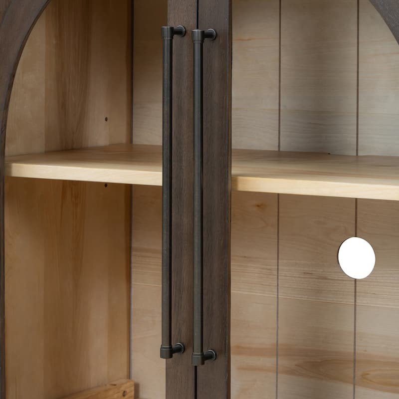 4-Door Large Storage Sideboard Buffet Cabinet with Glass Doors, Arched Cabinet with Adjustable Shelves