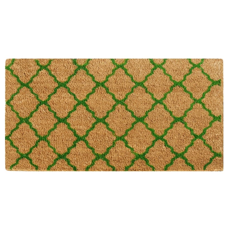 Rubber-Cal "The Moroccan" Coir Mats - 18" x 30" - Brown or Green - Green