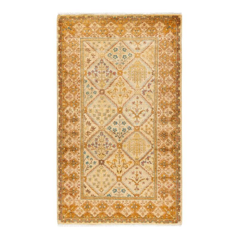 Overton Hand Knotted Wool Vintage Inspired Traditional Ottoman Ivory Area Rug - 3' 2" x 5' 3"