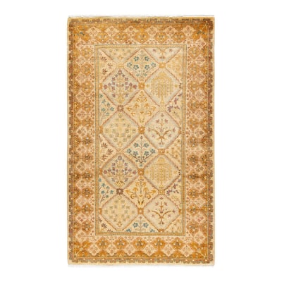 Overton Hand Knotted Wool Vintage Inspired Traditional Ottoman Ivory Area Rug - 3' 2" x 5' 3"