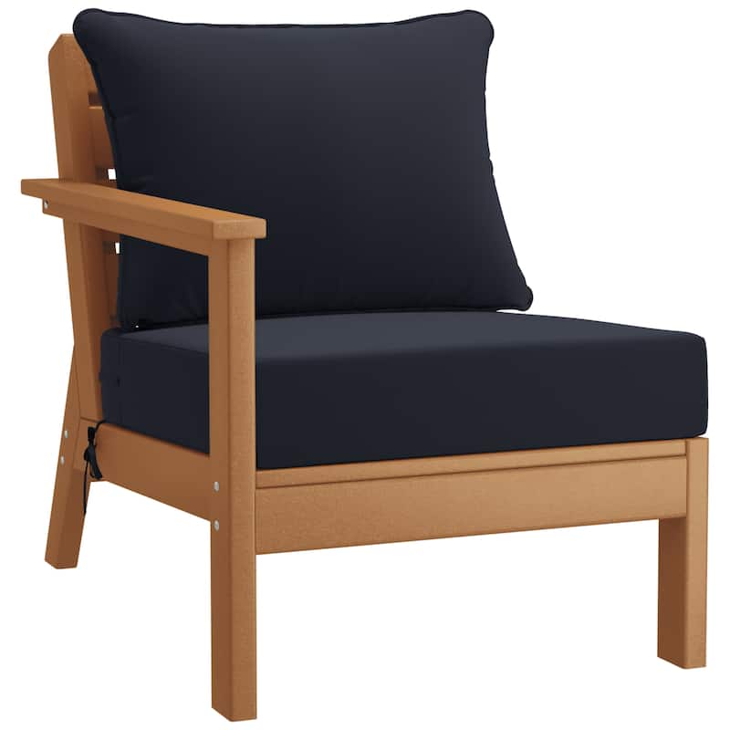 Birchwood All Weather HDPE Outdoor Patio Teak Deep Seating Conversation Set (6-Piece Set)