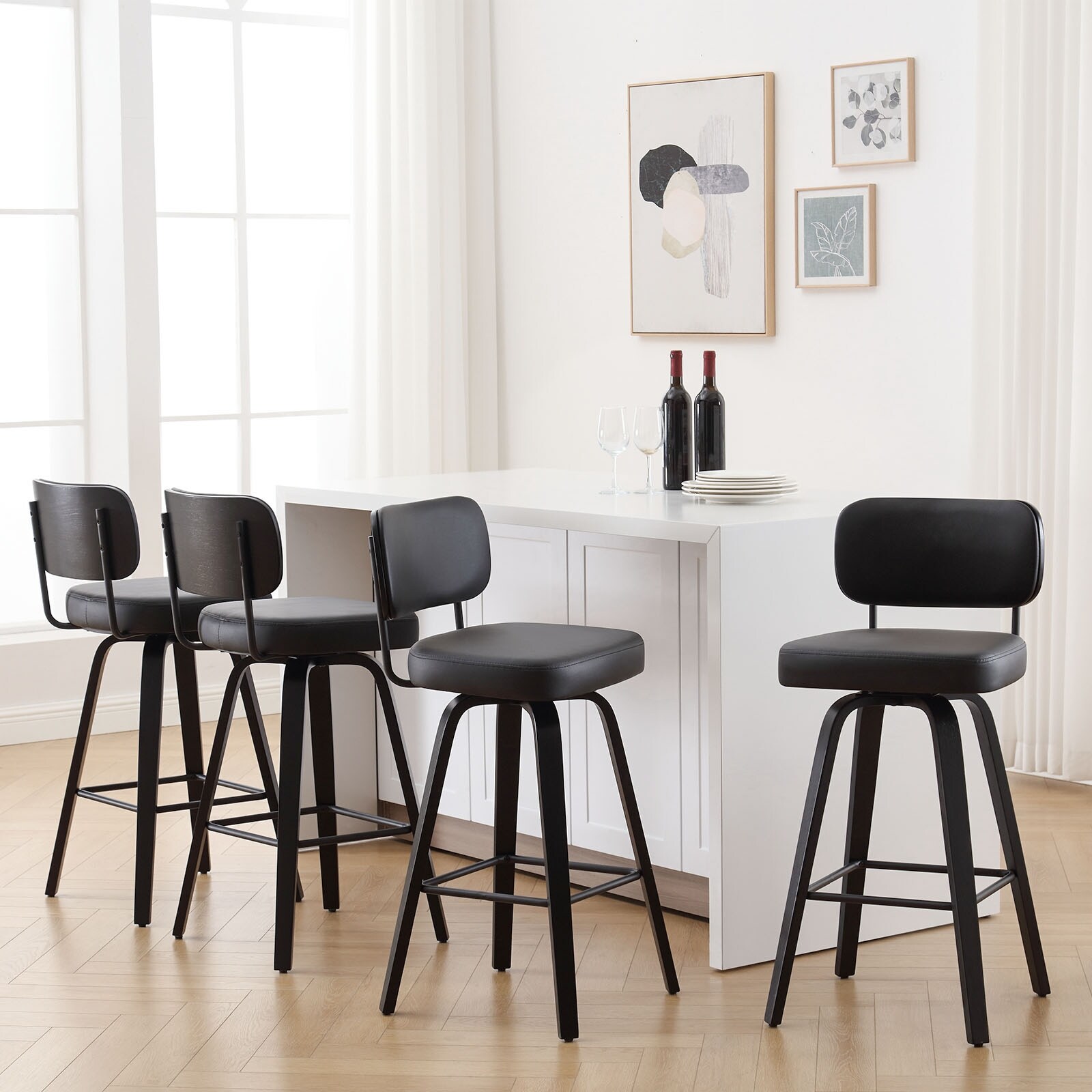 26"/29" Swivel Counter/Bar Stools with Black Bentwood Legs